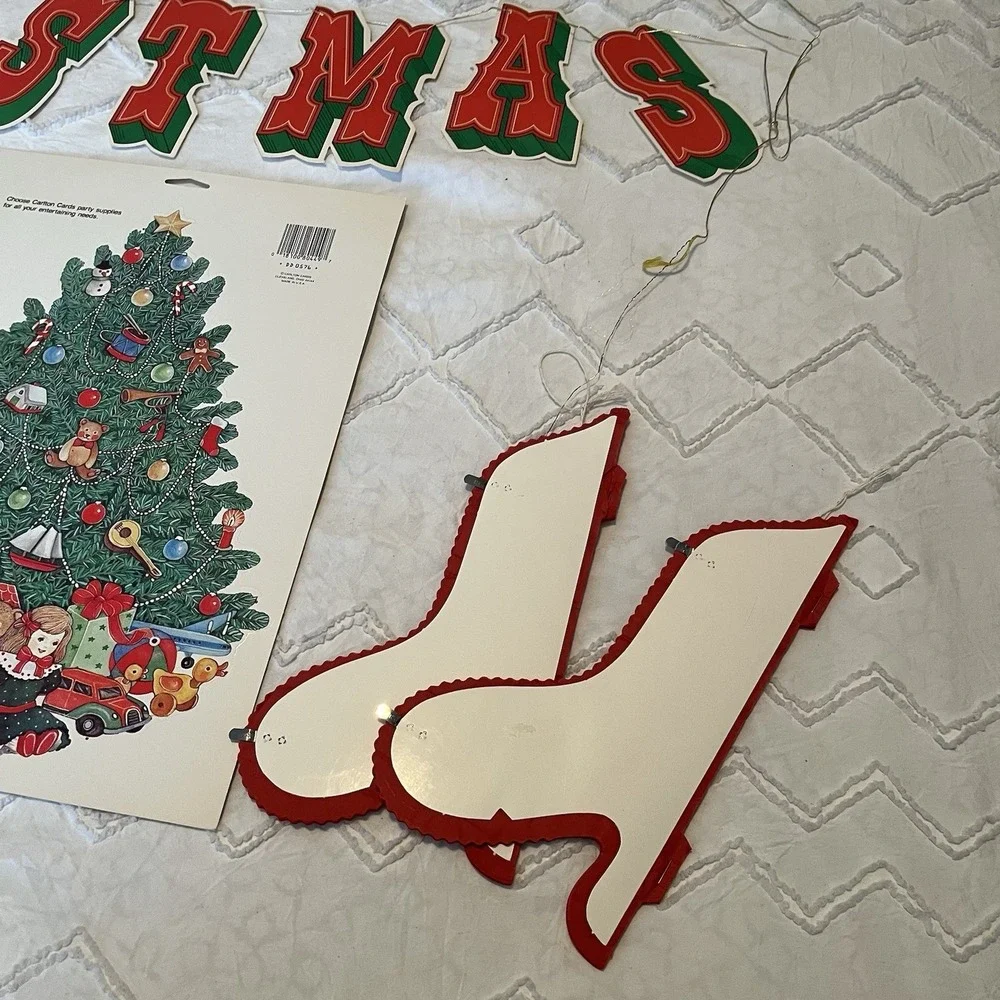 VTG‎ 80s Made In USA Die Cut & Honeycomb Christmas Decor Lot Tree Angels Bells